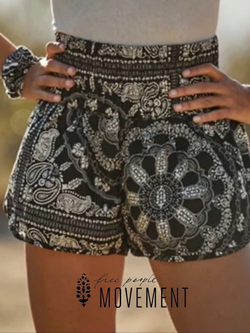 FP Movement byFree People The Way Home Shorts In Bandana Black/ White